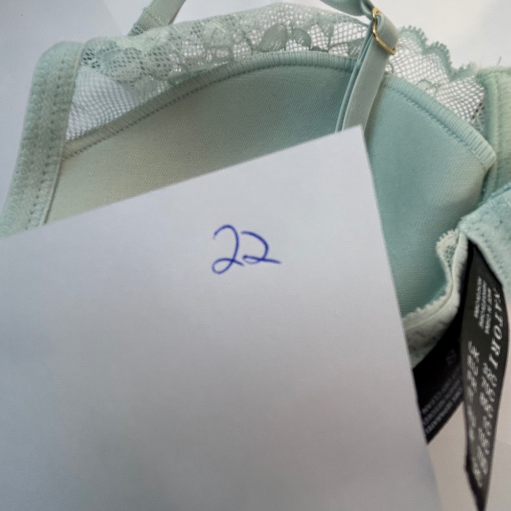 Natori Sage Green Lace Trim‎ Underwire Balconette Bra 32C - Picture 11 of 11
